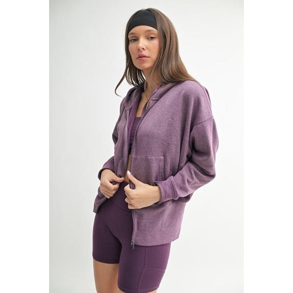Maxwell Washed Zip-Up Hoodie - Grape