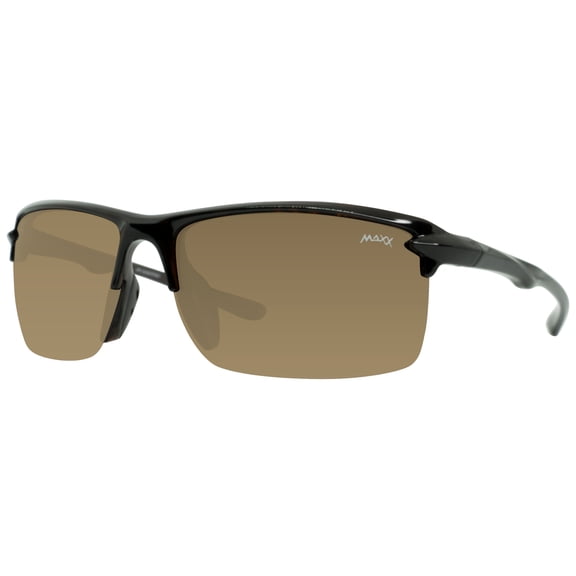 Maxx 14er Brown Polarized Lenses Black Frame Sports Sunglasses