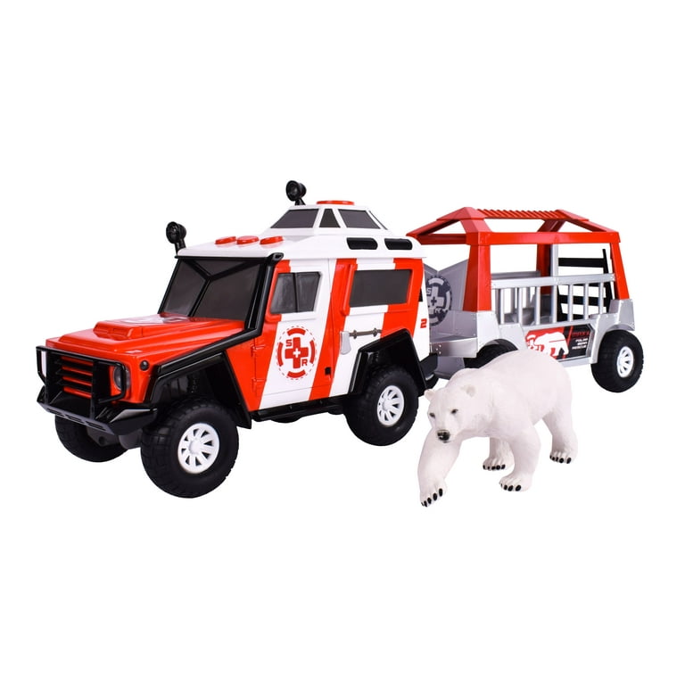 Maxx Action Lights & Sounds Snow Vehicle with Trailer - Polar Bear