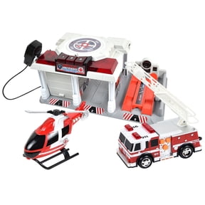 Maxx Action Mini Vehicle Playset Rescue Set with Helicopter and Fire Truck