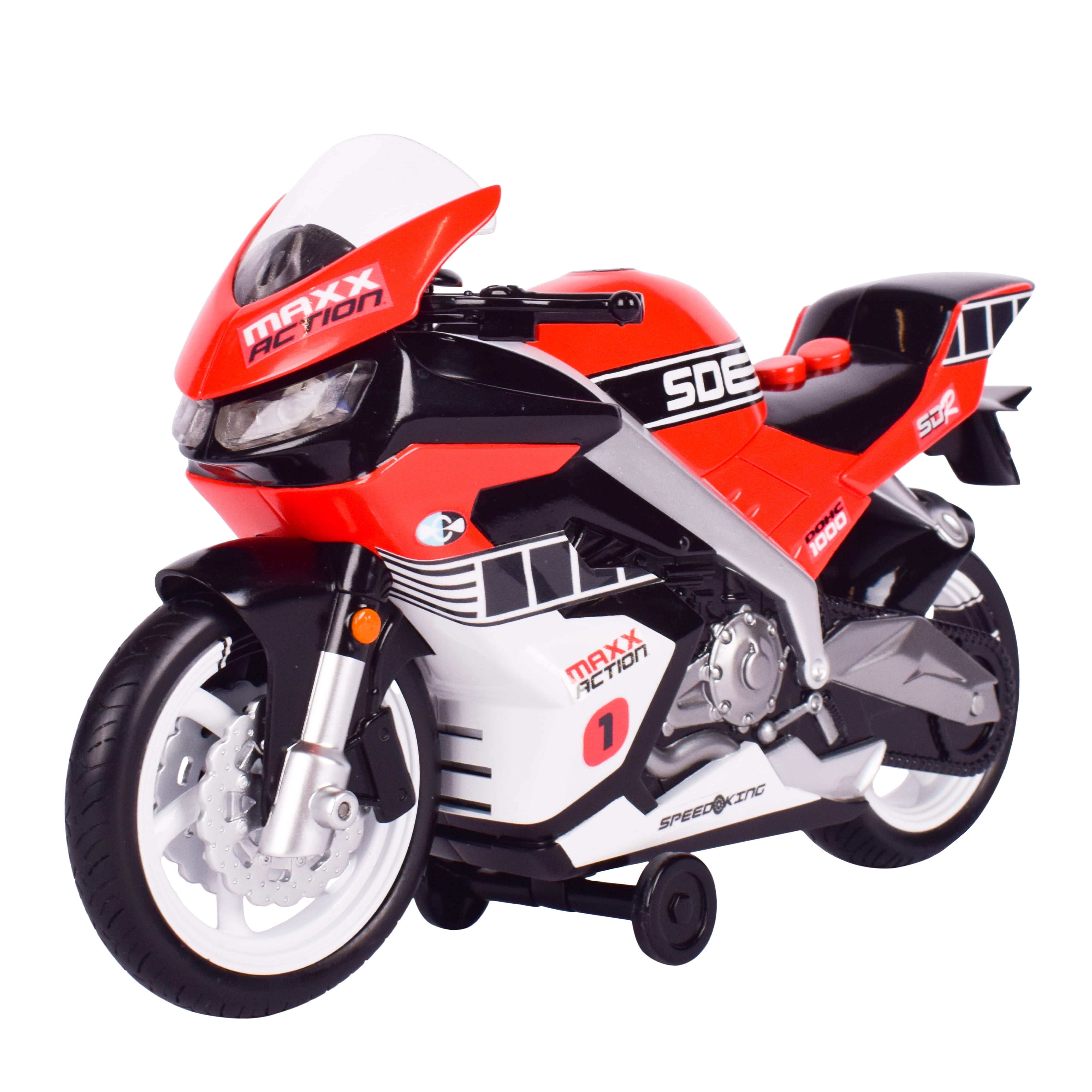 Maxx Action Red and Black Motorized Toy Motorcycle with Lights and Sounds