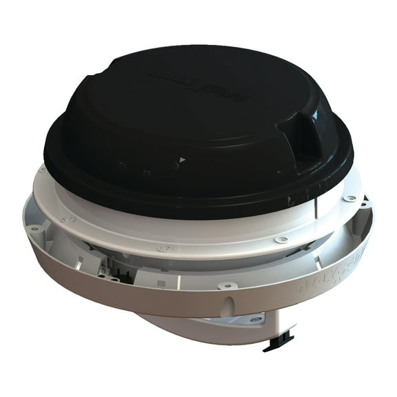 MAXXAIR 00-03810B MaxxFan Dome Plus with 12V Fan and LED Light, 6" Diameter - Black