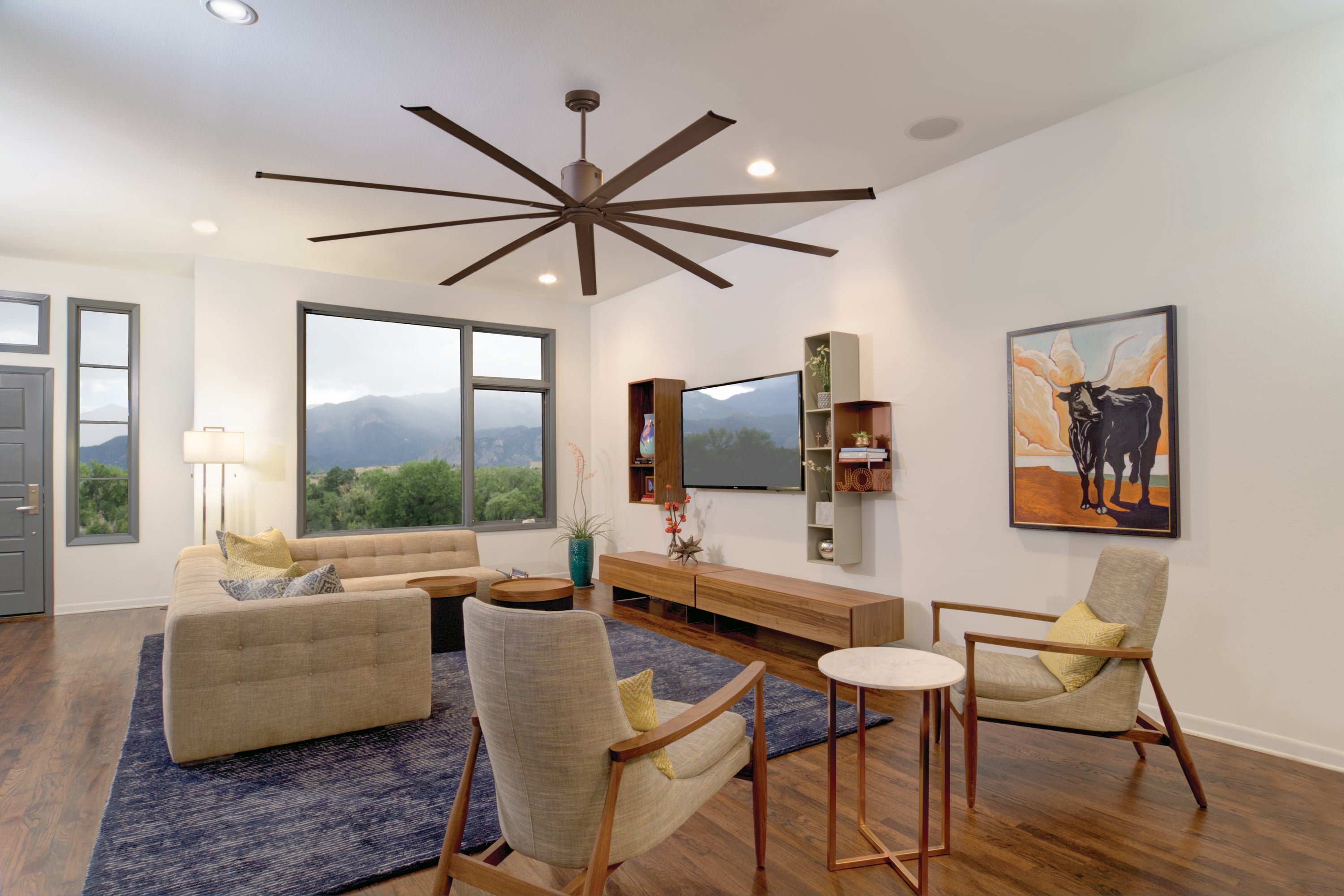 96" Oil Rubbed Bronze Industrial Ceiling Fan with Remote Control