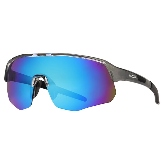 Maxx Blue Steel Polarized Shield Sunglasses, TR90 Flexible Frame, Blue Mirror Lens, UV Protection