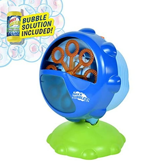 Sunny Days Entertainment Maxx Bubbles Automatic Bubble Machine Durable Outdoor Bubble Blower for Kids LED Light with Adjustable Angle for Parties