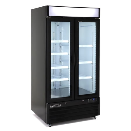Maxx Cold 36 cuft Double Door Freezer, Black Exterior, Swinging Doors