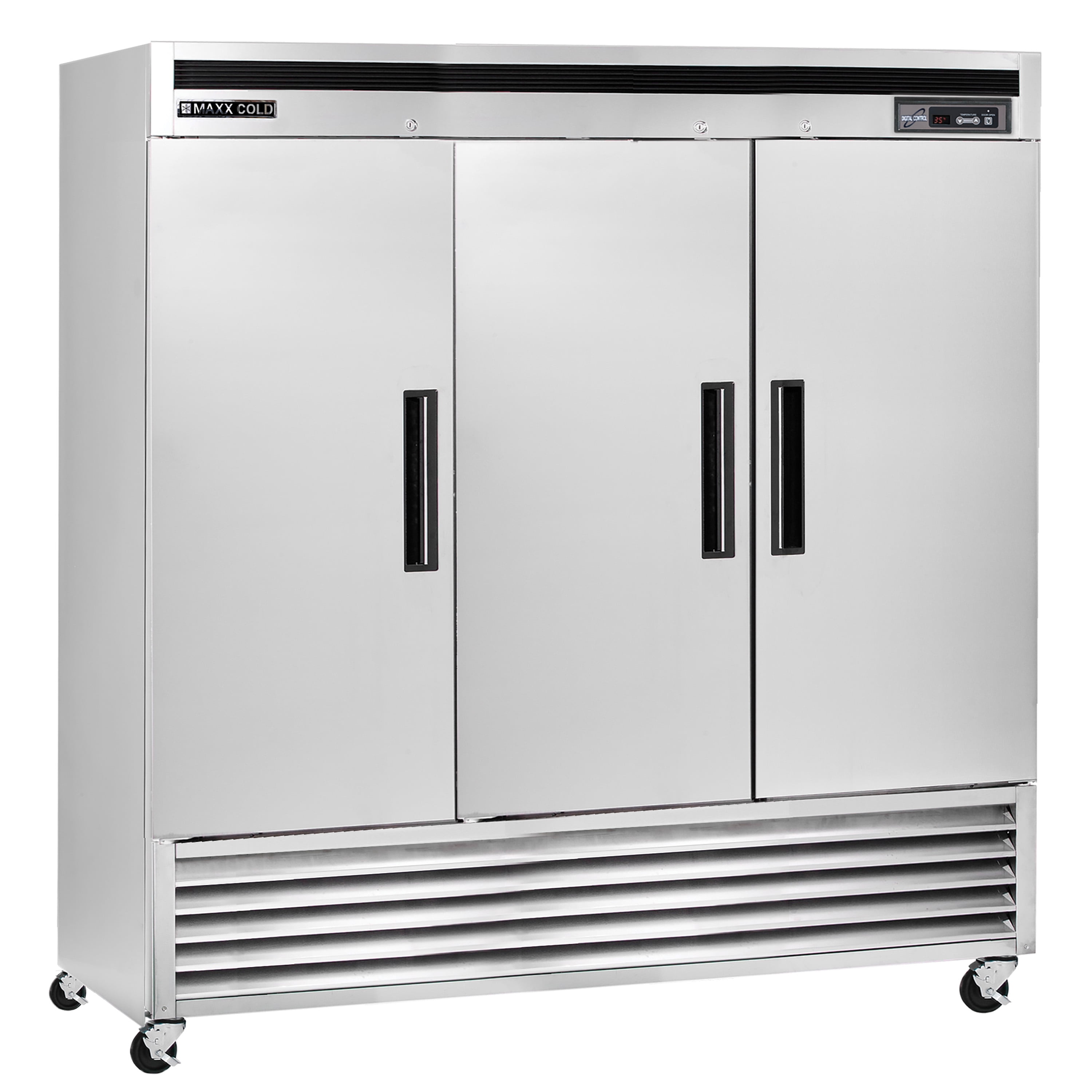Maxx Cold Food Service 72 cu ft Triple Door Commercial Kitchen Reach In Freezer, Stainless Steel
