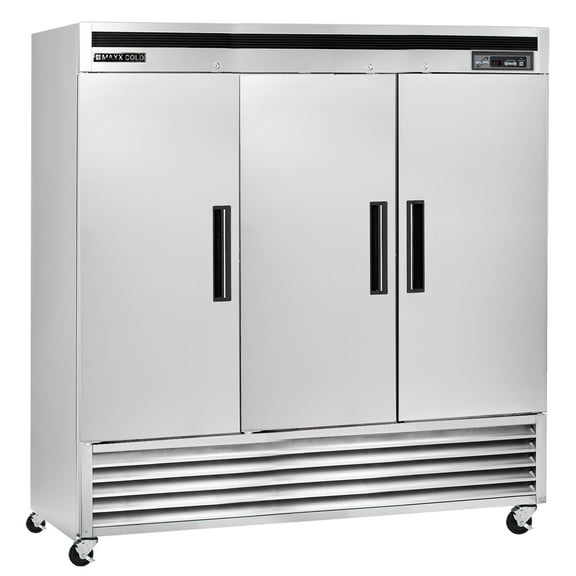 Maxx Cold Food Service 72 cu ft Triple Door Commercial Kitchen Reach In Freezer, Stainless Steel