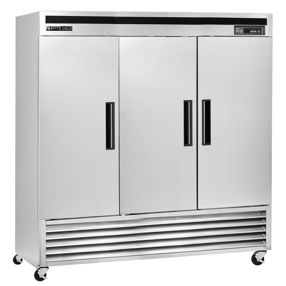 Maxx Cold Food Service 72 cu ft Triple Door Commercial Kitchen Reach In Freezer, Stainless Steel