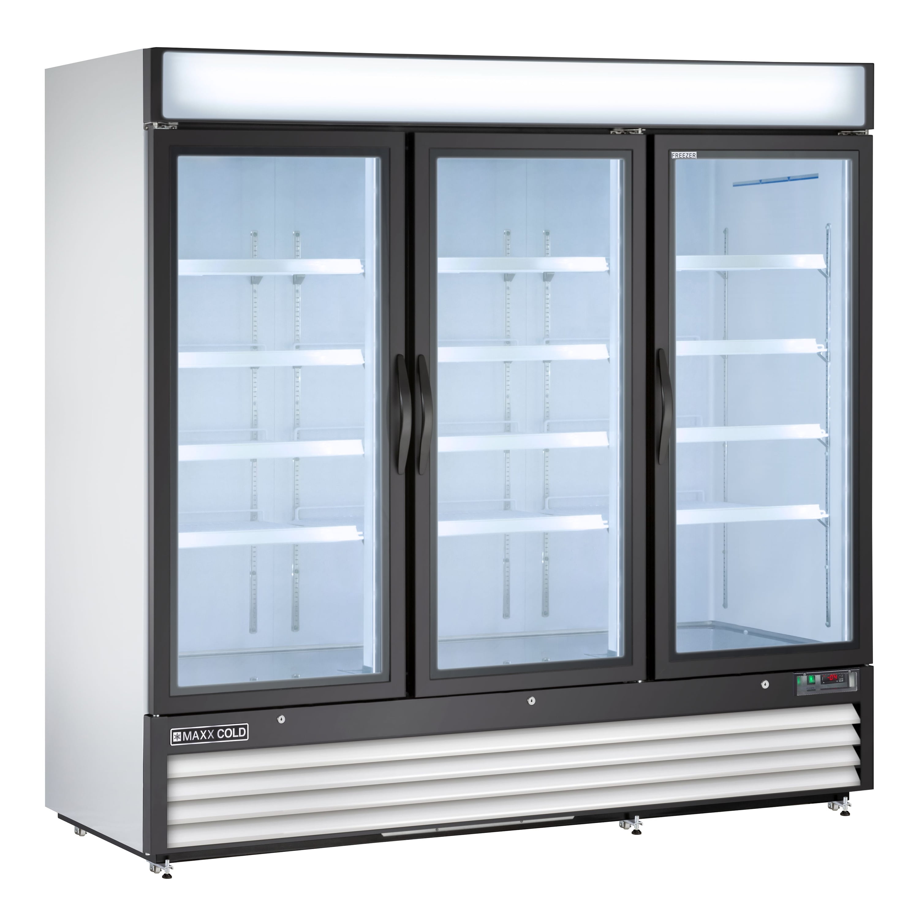 Maxx Cold Food Service 72 cu ft Triple Glass Door Merchandiser Freezer, White
