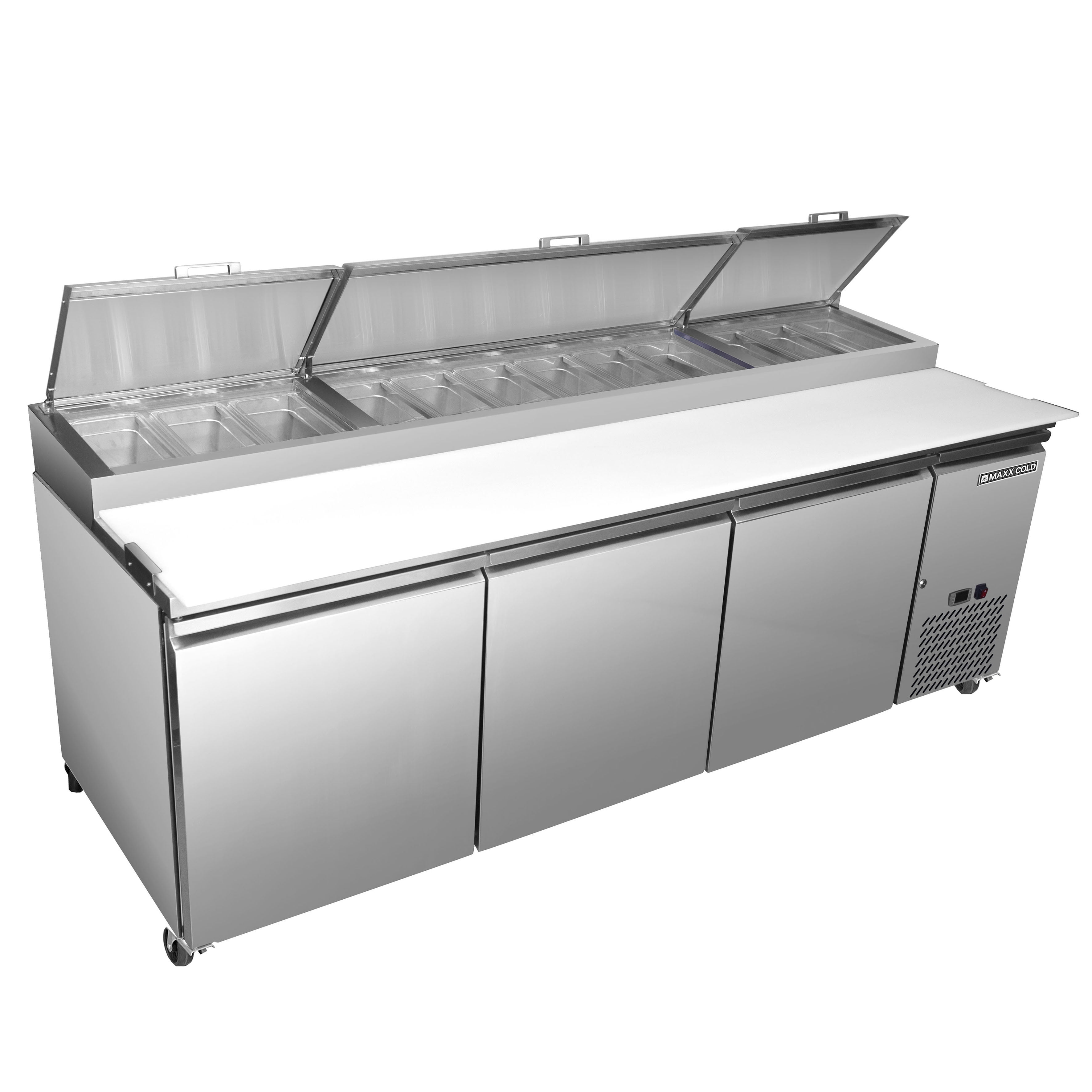 Maxx Cold Food Service Pizza Prep Table 30.87 Cubic Ft Commercial Refrigerator, Stainless Steel