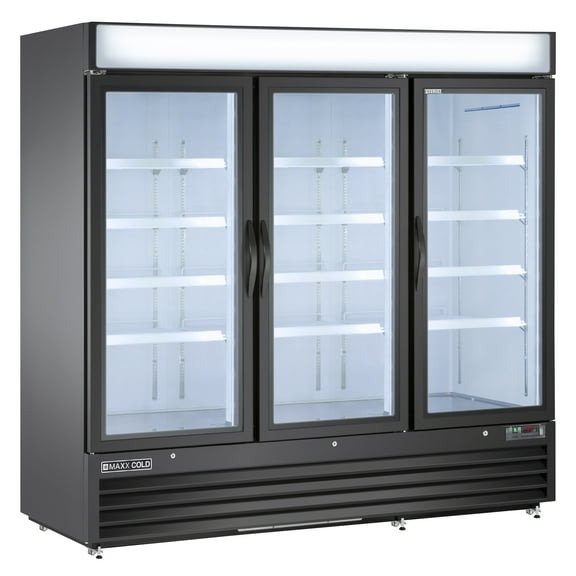 Maxx Cold Triple Glass Door Merchandiser Freezer, 81", 72 cu. ft. Capacity, in Black (MXM3-72FBHC)