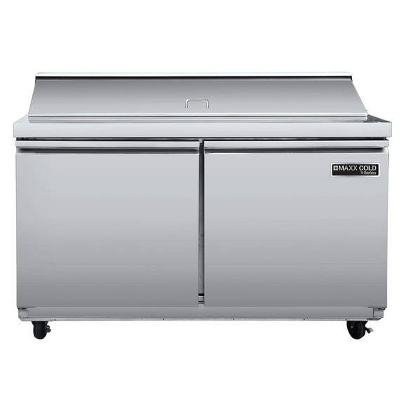 Maxx Cold V-Series 2 Door Refrigerated Mega Top Prep Table, 48"W, 12.8 cu ft, in Stainless Steel (MVR48MHC)