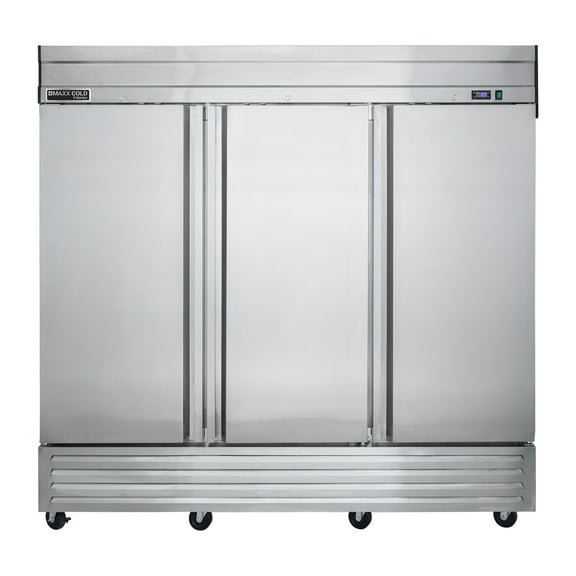 Maxx Cold V-Series 3 Door Reach-In Freezer, Bottom Mount, 81"W, 65 cu. ft. Storage Capacity, in Stainless Steel (MVF-72FDHC)