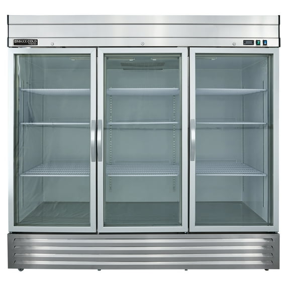 Maxx Cold V-Series 3 Glass Door Reach-In Refrigerator, Bottom Mount, 81"W, 65 cu. ft. Storage Capacity, in Stainless Steel (MVR-72GDHC)