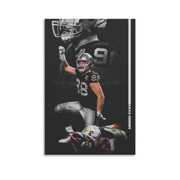Maxx Crosby Rugby Player Canvas Poster 4 Canvas Wall Art Prints Poster Gifts Photo Picture Painting Posters Room Decor Home Decorative 12x18inch(30x45cm)