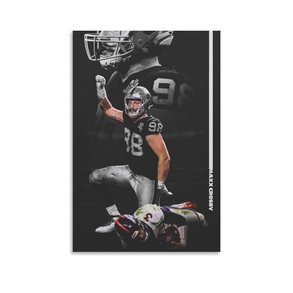 Maxx Crosby Rugby Player Canvas Poster 4 Wall Art Poster Gifts Bedroom Prints Home Decor Hanging Picture Canvas Painting Posters 16x24inch(40x60cm)