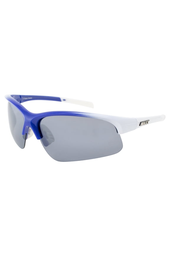 Domain Blue & White Sport Riding Sunglasses with HD Polarized Smoke Lens