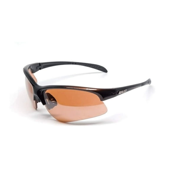 Maxx Domain Golf Sport Riding Sunglasses Black Bronze Frame with High Definition Polarized Amber lens