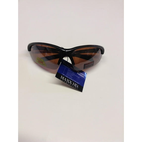 Maxx Domain Golf Sport Riding Sunglasses Black Frame Polarized Amber Lenses