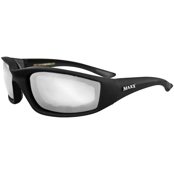 Maxx Foam Padded Motorcycle Riding Glasses Black Frame w/ HD Clear Lenses