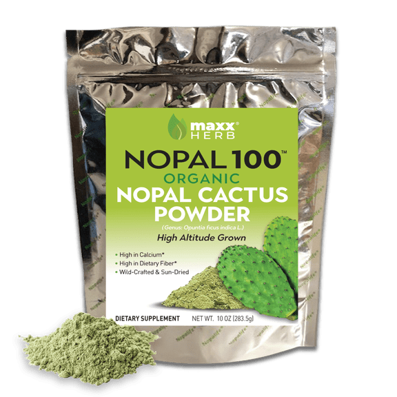 Maxx Herb Organic Nopal Cactus Leaf Powder, Fiber for Gut Health & Digestive Support, 10 Oz