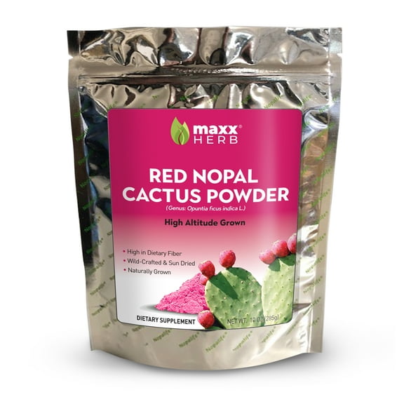 Maxx Herb Red Nopal Cactus Powder, Prickly Pear Fruit, High in Fiber, 10 Oz