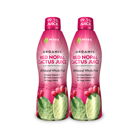 Maxx Herb Red Nopal Cactus Prickly Pear Juice for Gut Health & Joint Support, 32 Oz 2-Pack
