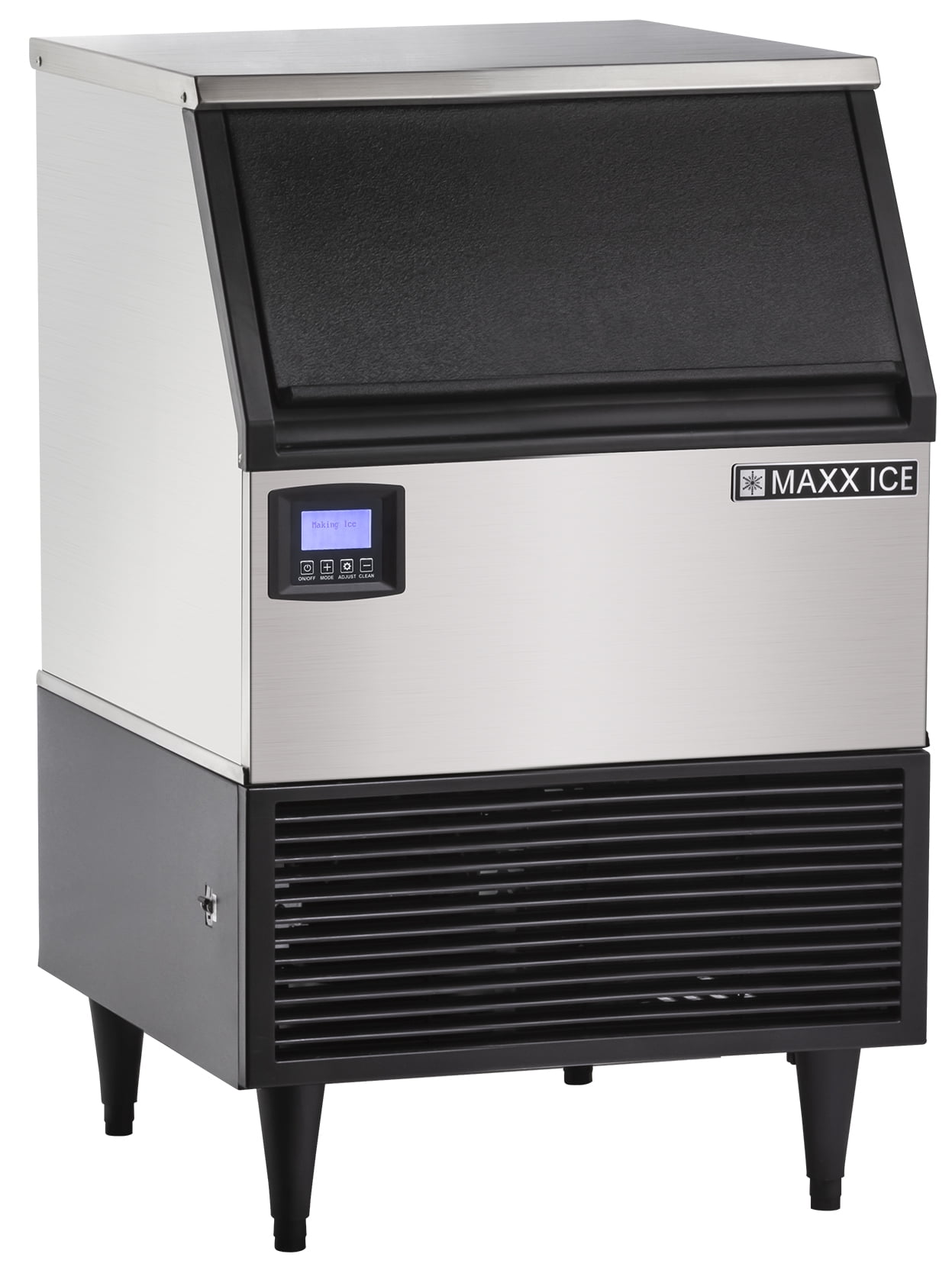 Maxx Ice Intelligent Series Self-Contained Ice Machine, 152 lbs, Full Dice Ice Cubes, with 75 lbs Built-in Ice Storage Bin, in Stainless Steel with Black Trim (MIM150N)