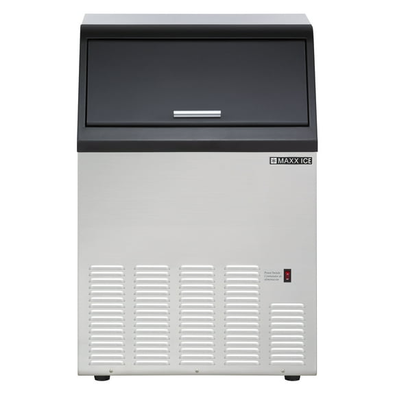 Maxx Ice Self-Contained Ice Machine, 110 lbs with 35 lb Built-in Ice Storage Bin, in Stainless Steel with Black Trim (MIM100)