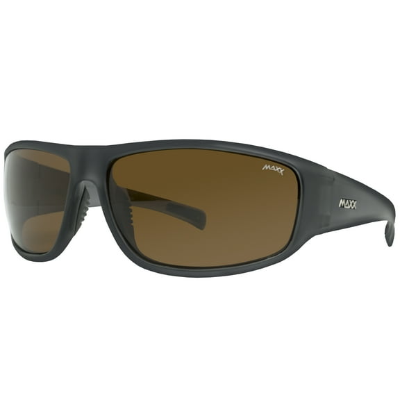 Maxx Major Brown Polarized Lenses Crystal Gray Frame Sports Sunglasses