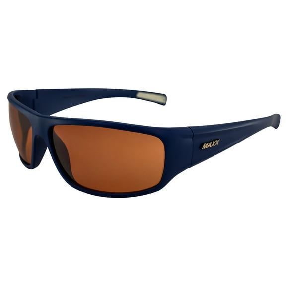 Maxx Major Golf Sport Riding Driving Sunglasses Navy Blue/White with High Definition Amber lens