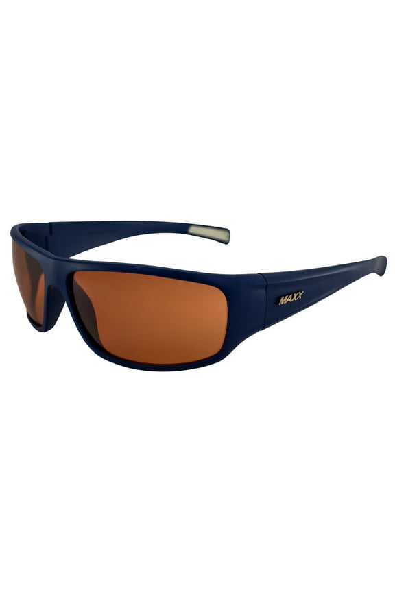 Major Golf Sport Riding Driving Sunglasses Navy Blue/White with High Definition Amber lens