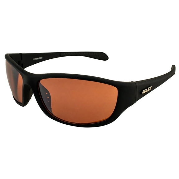 Maxx Major Sport Riding Sunglasses Black Frame Amber HD Lens