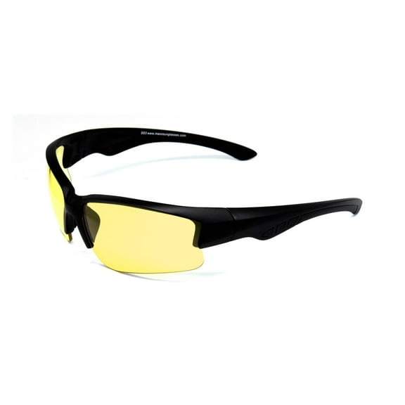 Maxx SS3 ANSI Safety Glasses Yellow Lenses Black Frame Sports Sunglasses