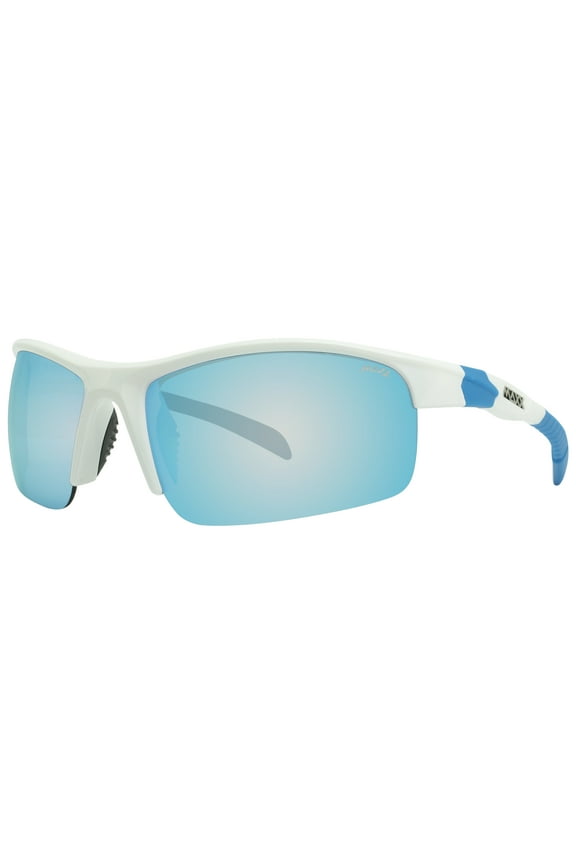 Switchback Blue Mirrored Smoke Lenses White Frame Sports Sunglasses