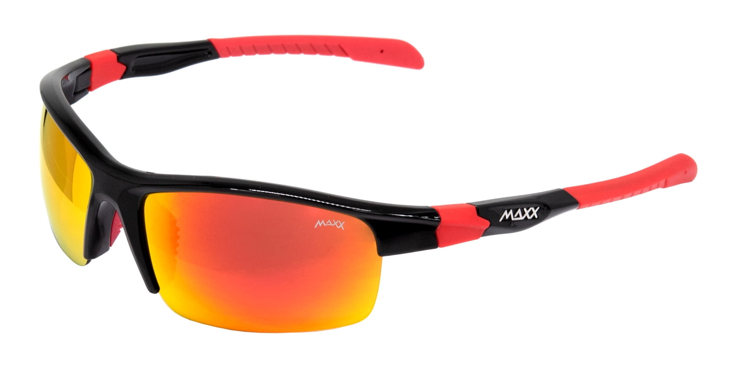 Maxx Switchback Red Mirrored Smoke Lenses Black/Red Frame Sports Sunglasses
