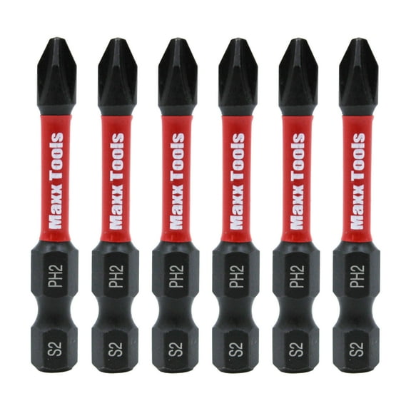 Maxx Tools - 2 in. Magnetic #2 Phillips Driver Bit - 6 pack