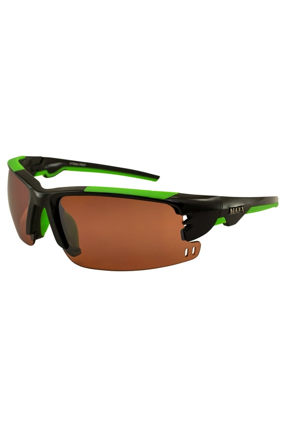 Wizard Golf Sports Sunglasses TR90 Black & Green Frame w/ HD Amber Lenses