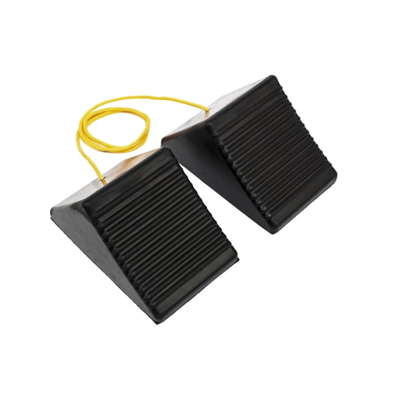 MaxxHaul 50012 Rubber Wheel Chock with Rope-8" x 5" x 4"-2 Pack