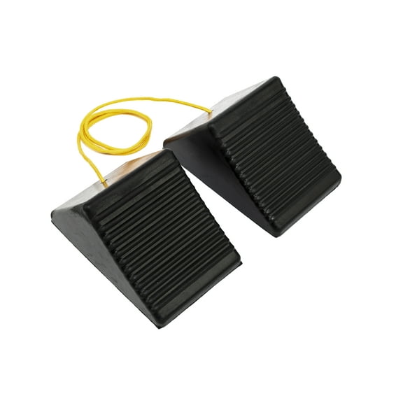 MaxxHaul 50012 Rubber Wheel Chock With Rope - 8" x 5" x 4" - 2 pack