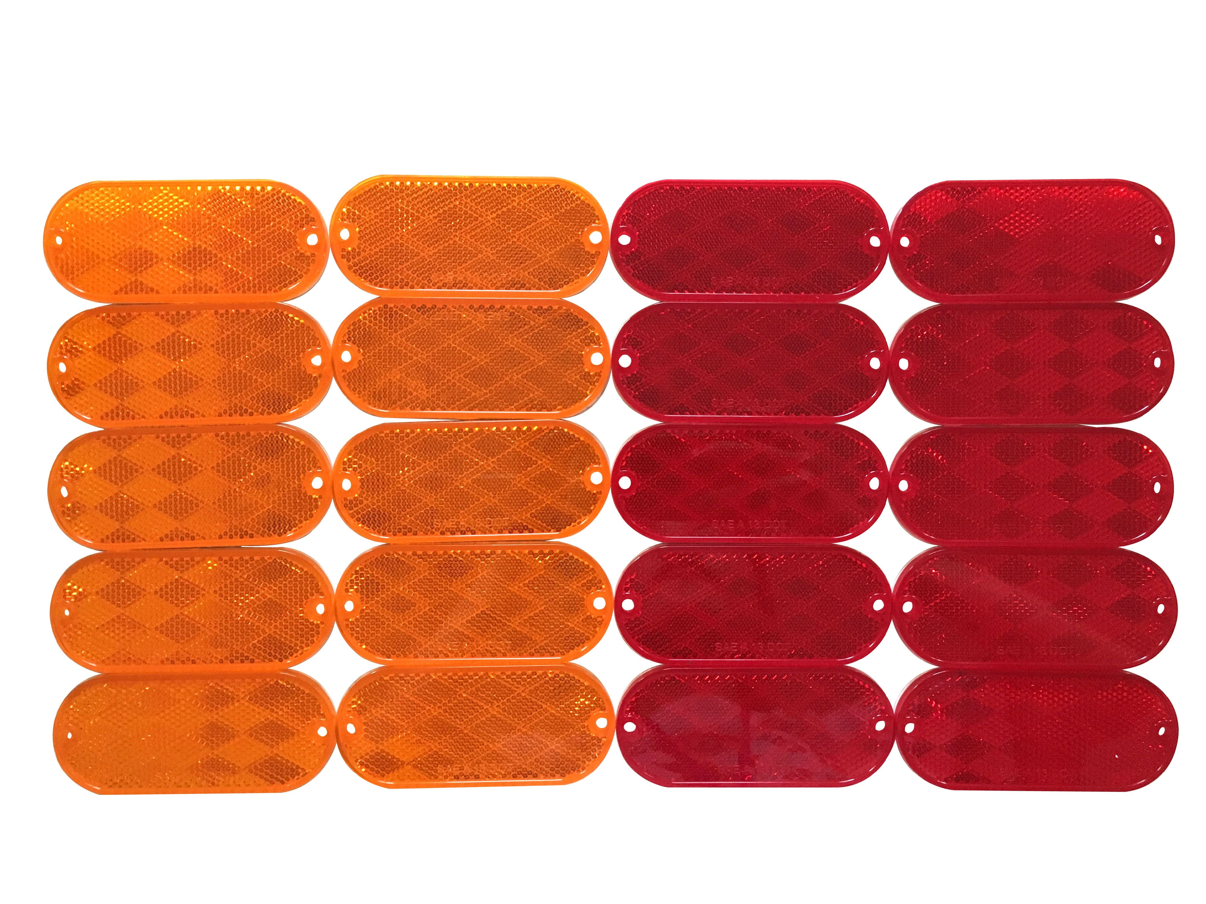 MaxxHaul 50016 Oval Reflectors 10 Red-10 Amber Self-Attaching Or Drill Mount-DOT, 20 Pack