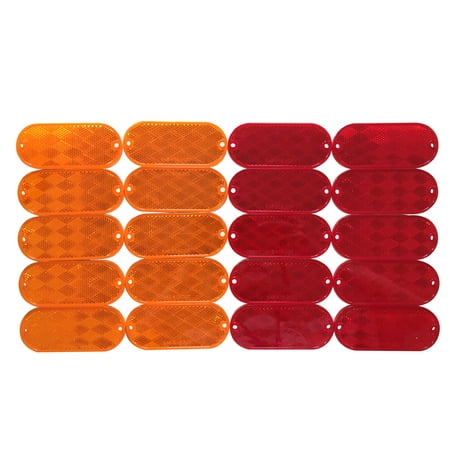 MaxxHaul 50016 Oval Reflectors 10 Red-10 Amber Self-Attaching Or Drill Mount-DOT, 20 Pack