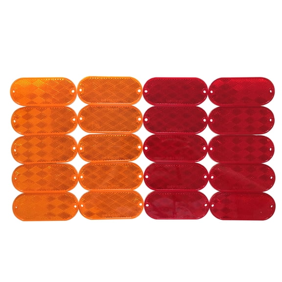 MaxxHaul 50016 Oval Reflectors 10 Red-10 Amber Self-Attaching Or Drill Mount-DOT, 20 Pack