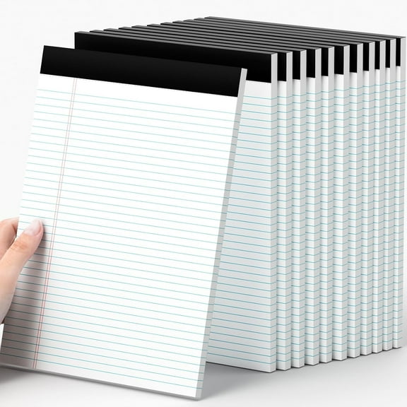 Maxxmarket 12 Pack of Legal Pads 8.5 x 11.75 College Ruled Notebook White Paper Note Pad Narrow Ruled 30 Sheets Notepads Perforated Writing Pad Clear Print 8x11 Legal Pads Pads of Paper