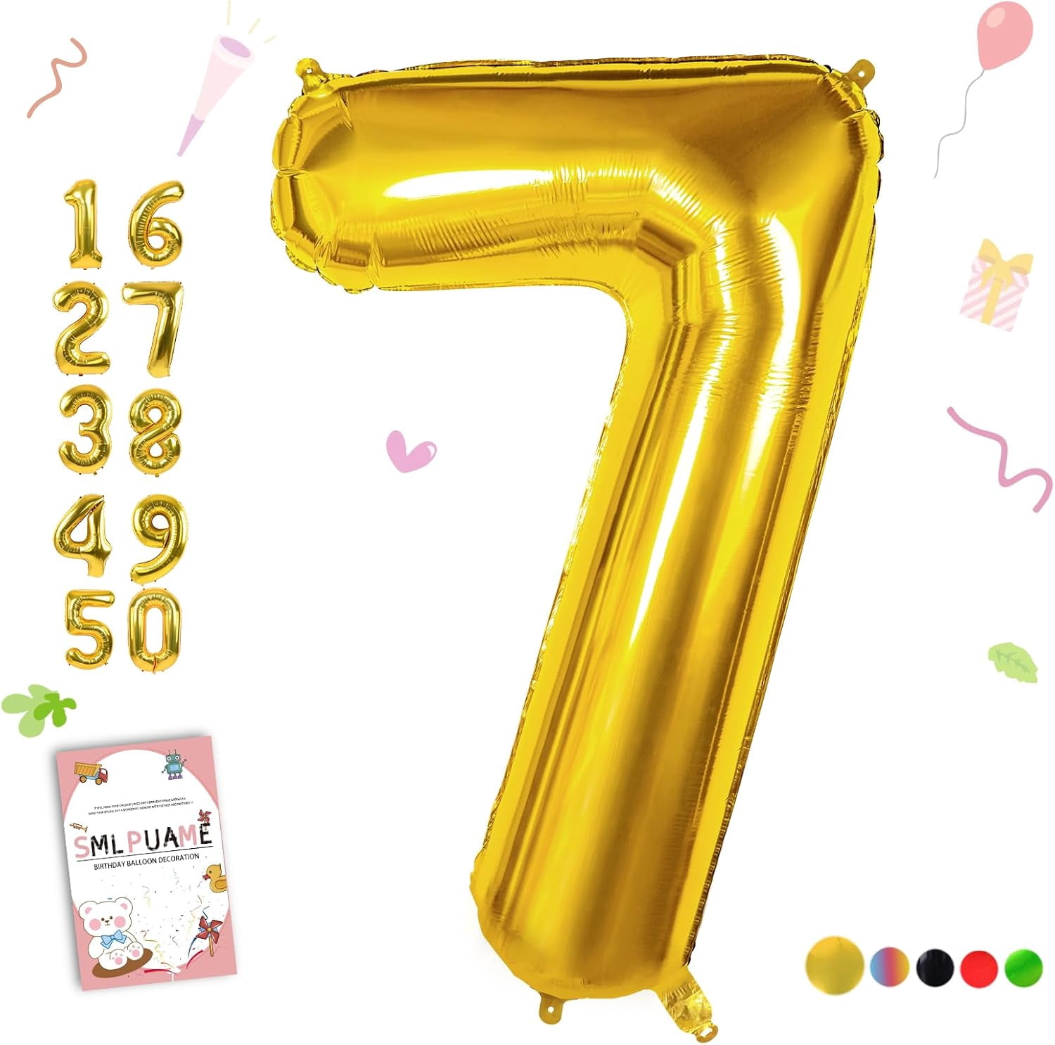 MaxxMarket 40 inch Number Balloon 0-9 Gold Large Balloons,Digital ...