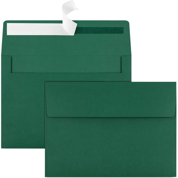 50 Packs 5x7 Envelopes, A7 5x7 Envelopes for Invitations, Printable Invitation Envelopes Self Seal for Weddings, Invitations, Photos, Greeting Cards, Mailing (Dark Green)