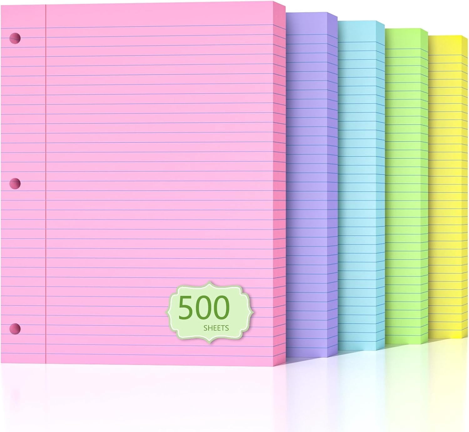 Maxxmarket 500 Sheets Colored Loose Leaf, 8
