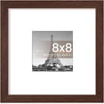thumbnail image 1 of MaxxMarket 8x8 Picture Frame, Display Pictures 4x4 with Mat or 8 x 8 Without, Wall Hanging Photo Frames, Brown, 1 Pack, 1 of 5