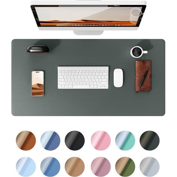 MaxxMarket Leather Desk Protector, Office Mat, Large Mouse Mat, Non-Slip PU Leather Blotter, Laptop Desk, Waterproof Writing Pad for Office and Home (Dark Green, 31.5" x 15.8")